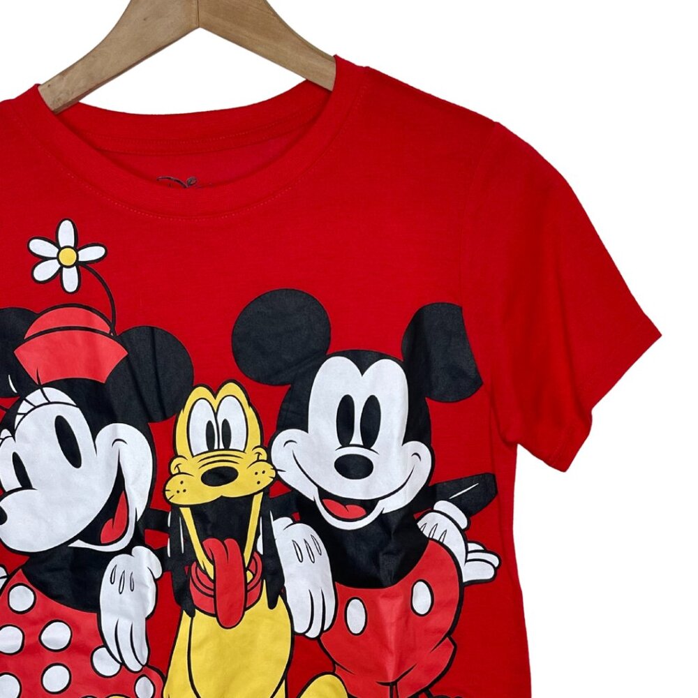 DISNEY | Casual Red Character Mickey, Minnie, & Pluto Classic Tee | Size M - Picture 3 of 7